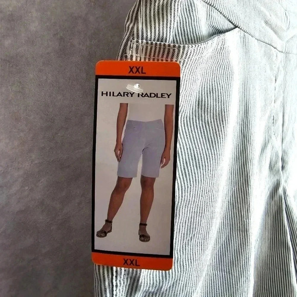 Hilary Radley Blue White Striped Pullon Shorts NWT XXL - Picture 5 of 6